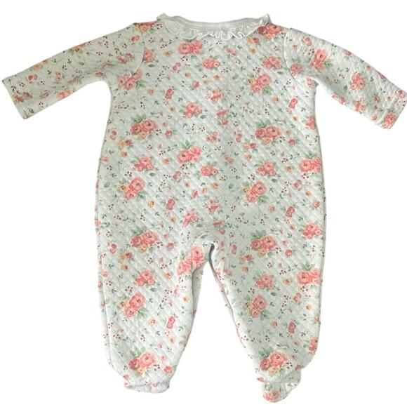 Laura Ashley | Baby Girls Pink & White Floral Print Sleeper | Size 0-3 Mos - Picture 2 of 9